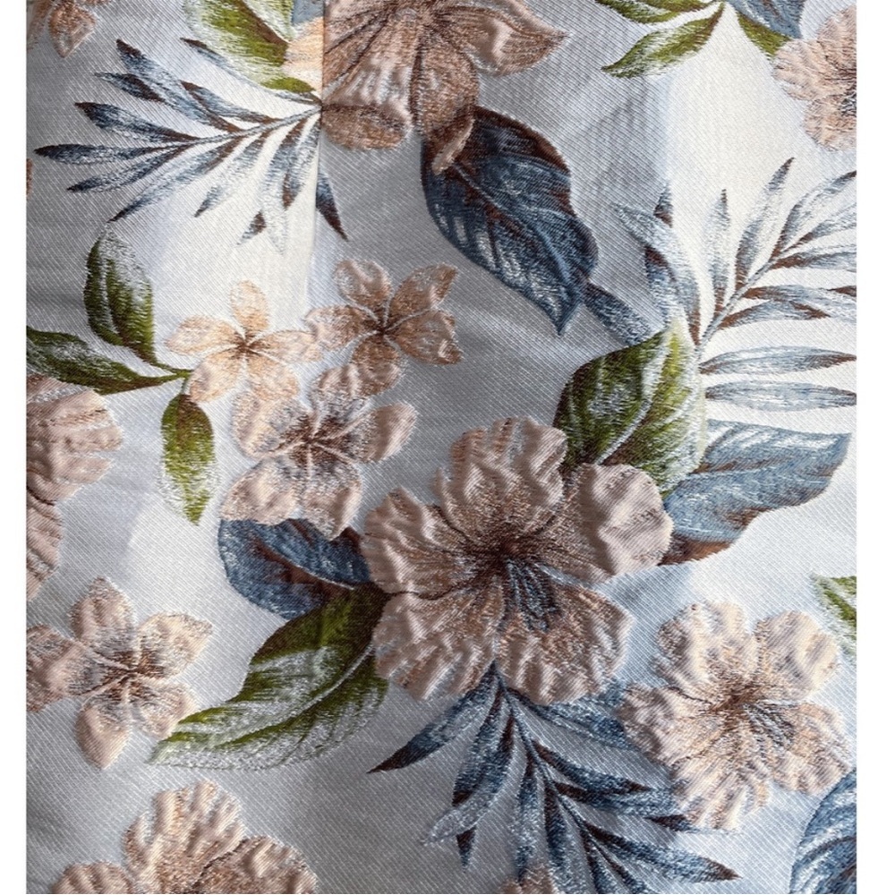 BEC + BRIDGE Blue & Pink Textured Floral Jacquard Plunging V Poofy Sleeve Dress - Picture 9 of 16